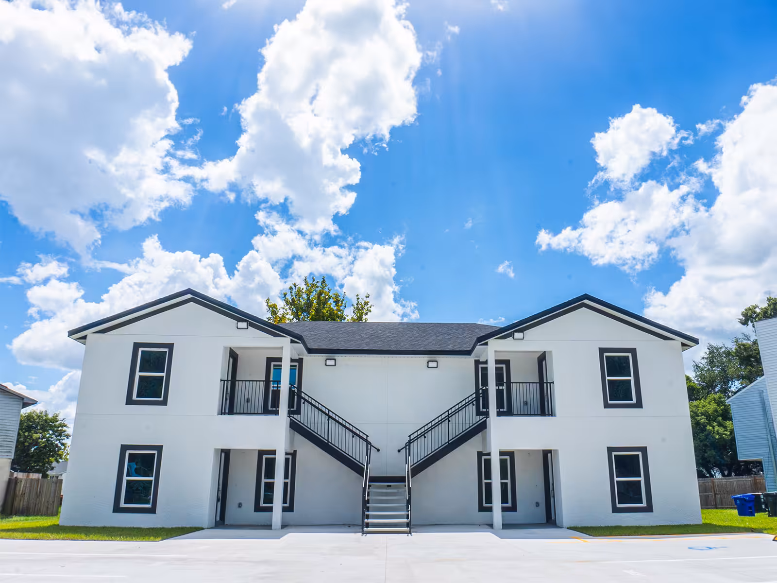 New duplex construction with 4 units and exterior staircase